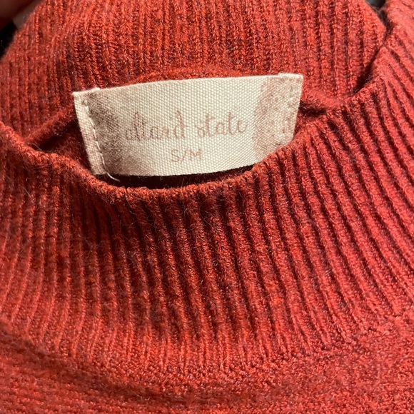 Fall hued pumpkin rust orange heathered mock neck slouchy loose fit sweater s/m - Picture 6 of 7